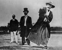 The first pitch at the inaugural Japan High School Baseball Tournament in 1915. Only tangentially relevant, but I do love those outfits.